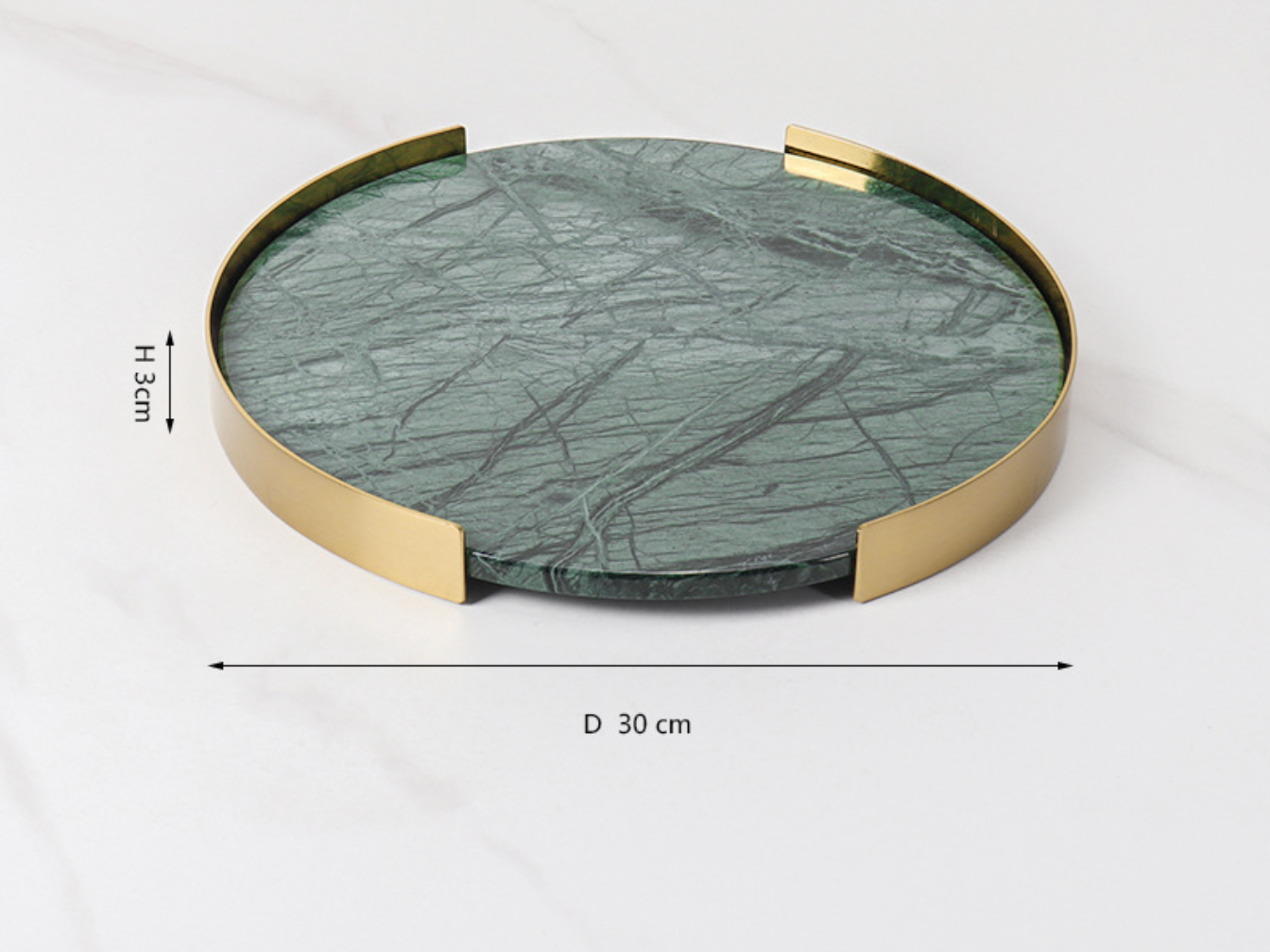 Marble Coffee Table Tray with Gold Rim Round & Oval Vanity Tray