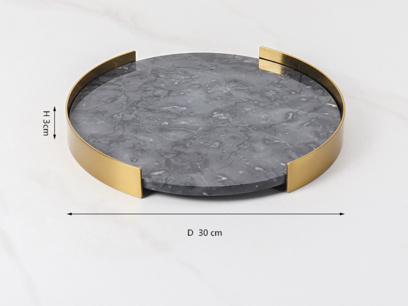 Marble Coffee Table Tray with Gold Rim Round & Oval Vanity Tray