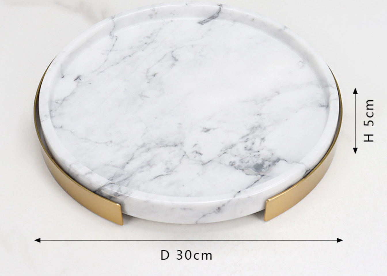 Marble Coffee Table Tray with Gold Rim Round & Oval Vanity Tray