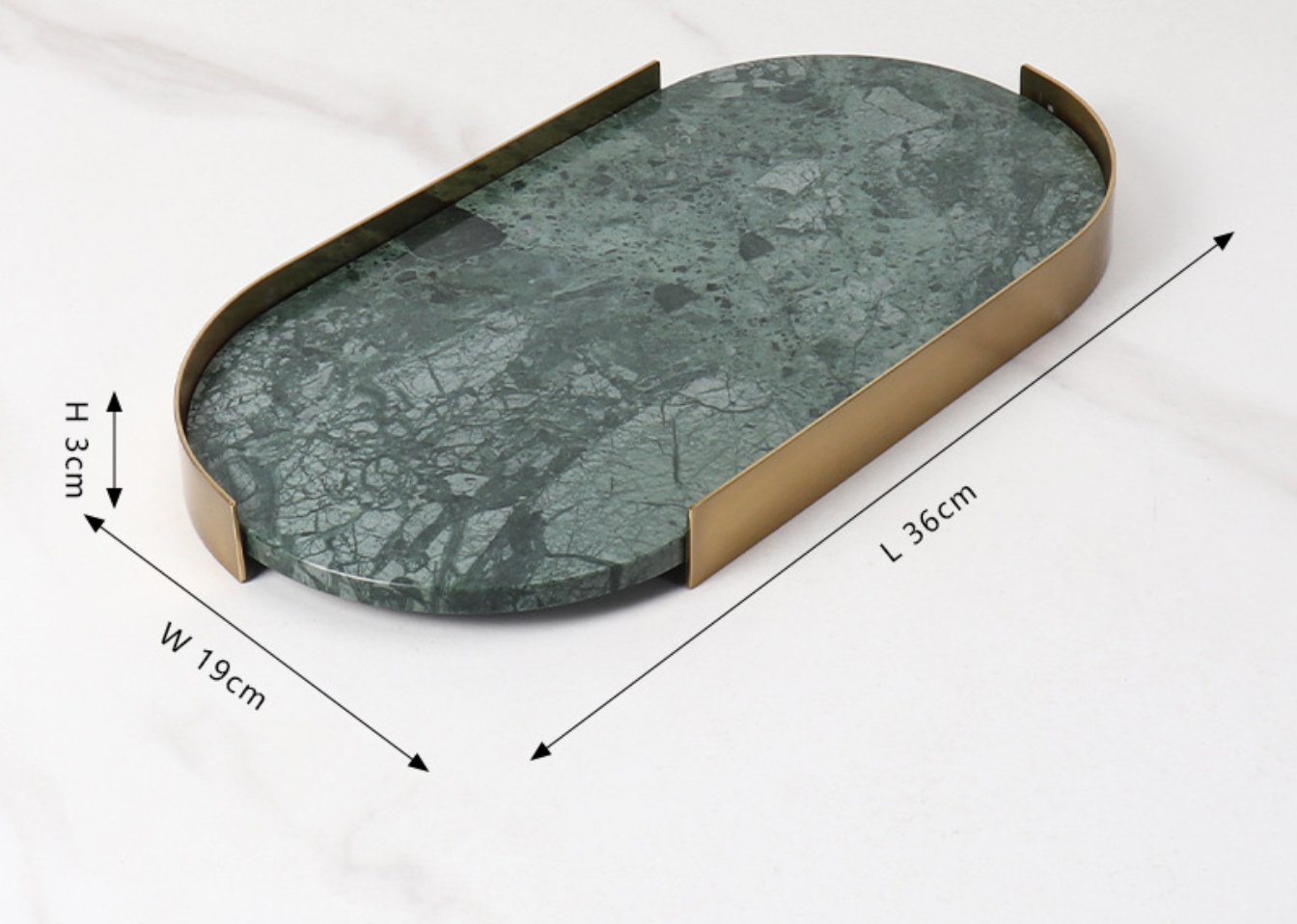 Marble Coffee Table Tray with Gold Rim Round & Oval Vanity Tray