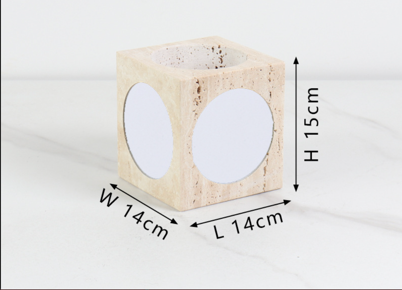 Modern Light Luxury Marble Vase with Circular Inlays for Living Room