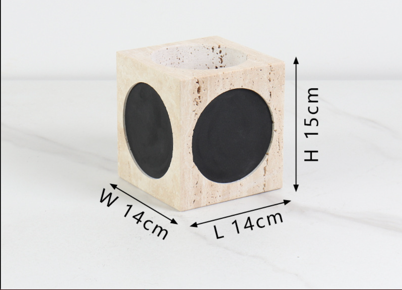 Modern Light Luxury Marble Vase with Circular Inlays for Living Room