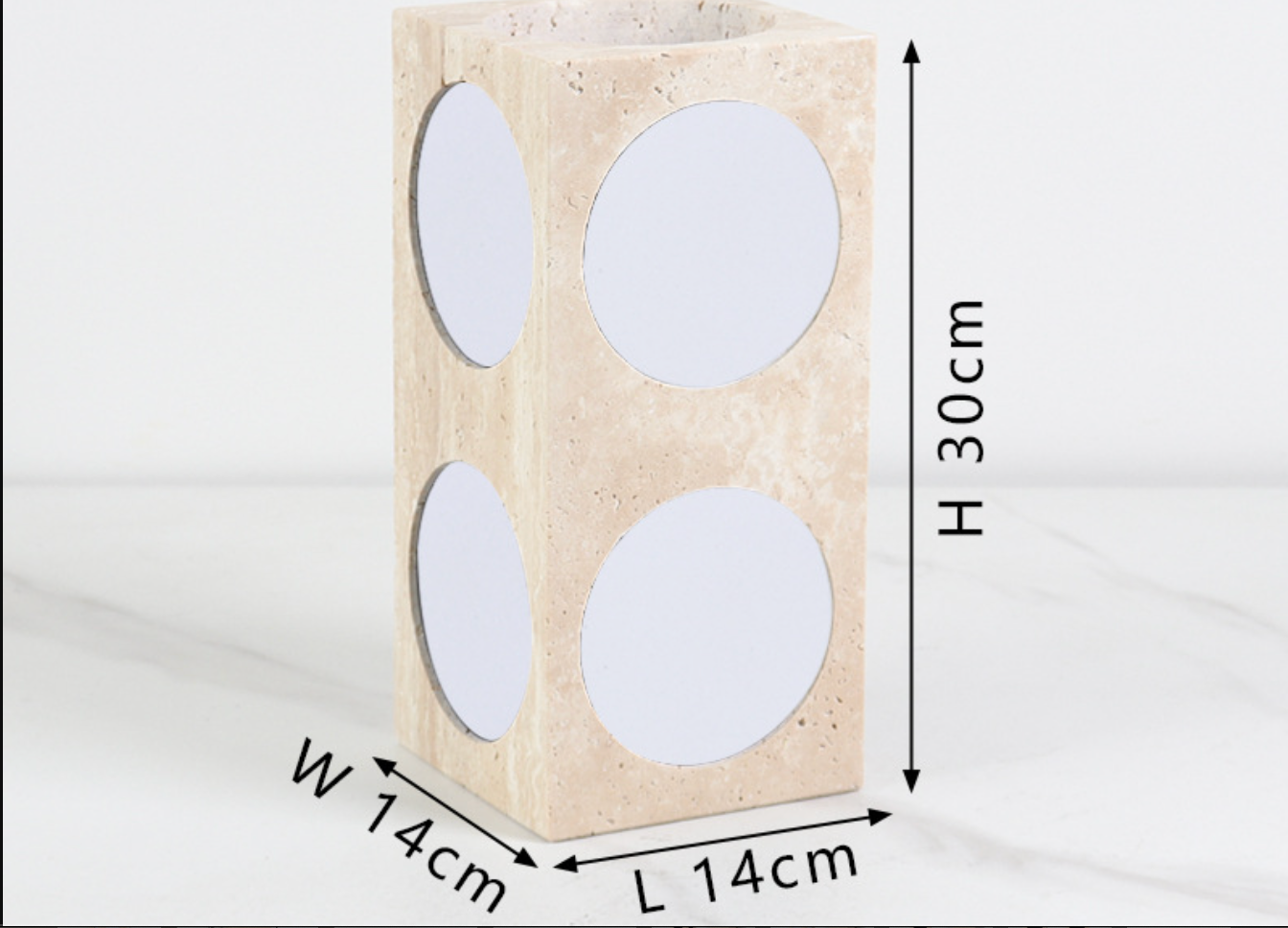 Modern Light Luxury Marble Vase with Circular Inlays for Living Room