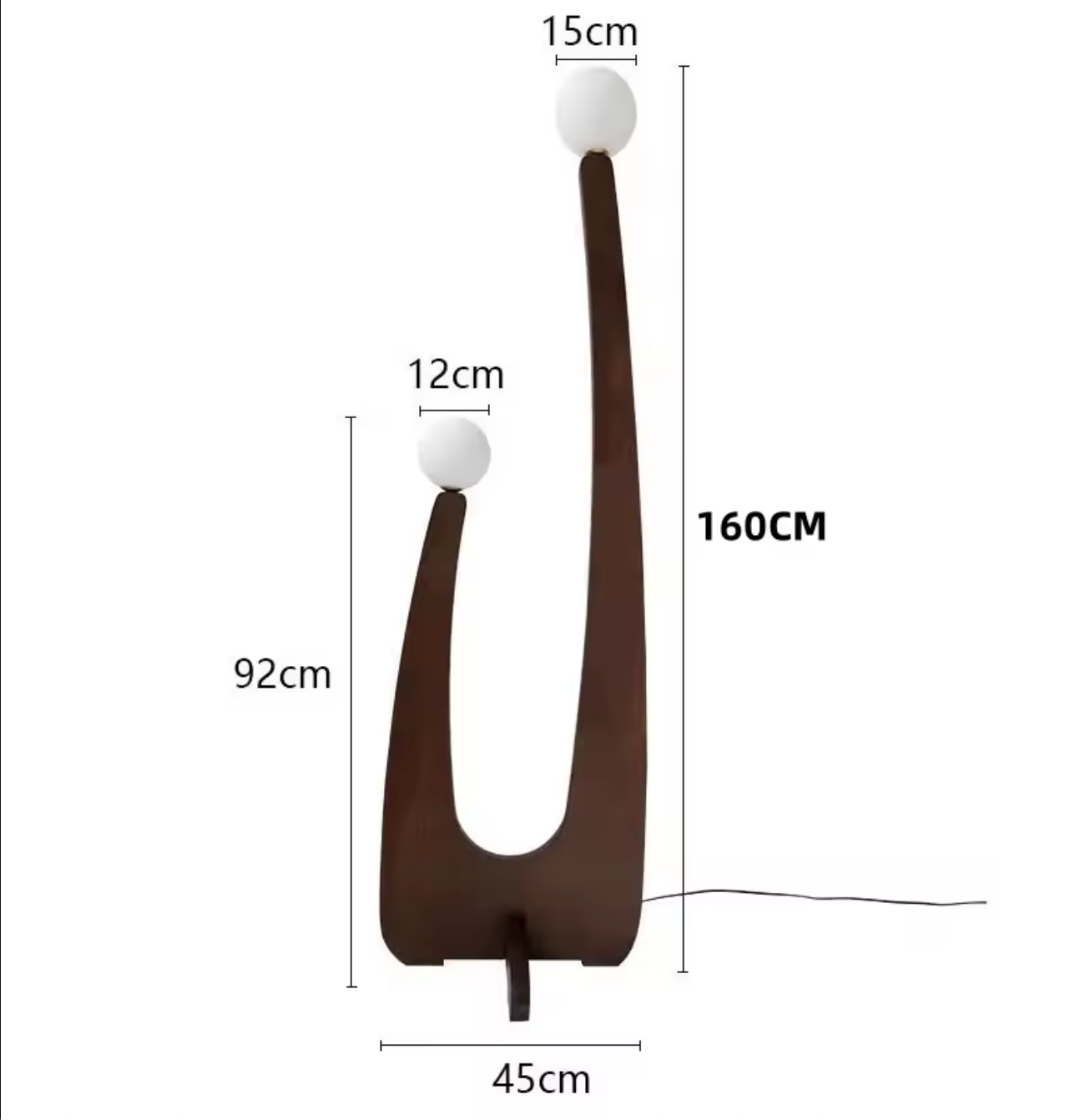 Modern Minimalist Walnut Solid Wood Floor Lamp with Dual Glass