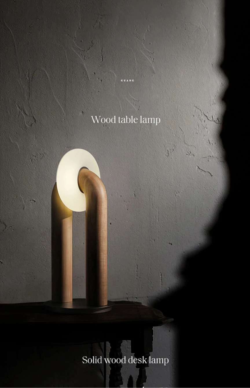 Vintage Solid Wood LED Table Lamp Dimmable Touch Control