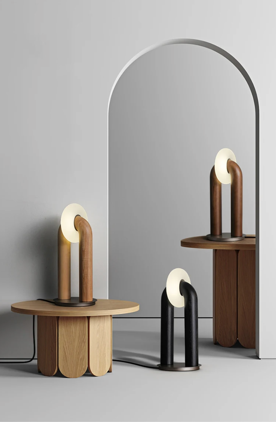 Vintage Solid Wood LED Table Lamp Dimmable Touch Control