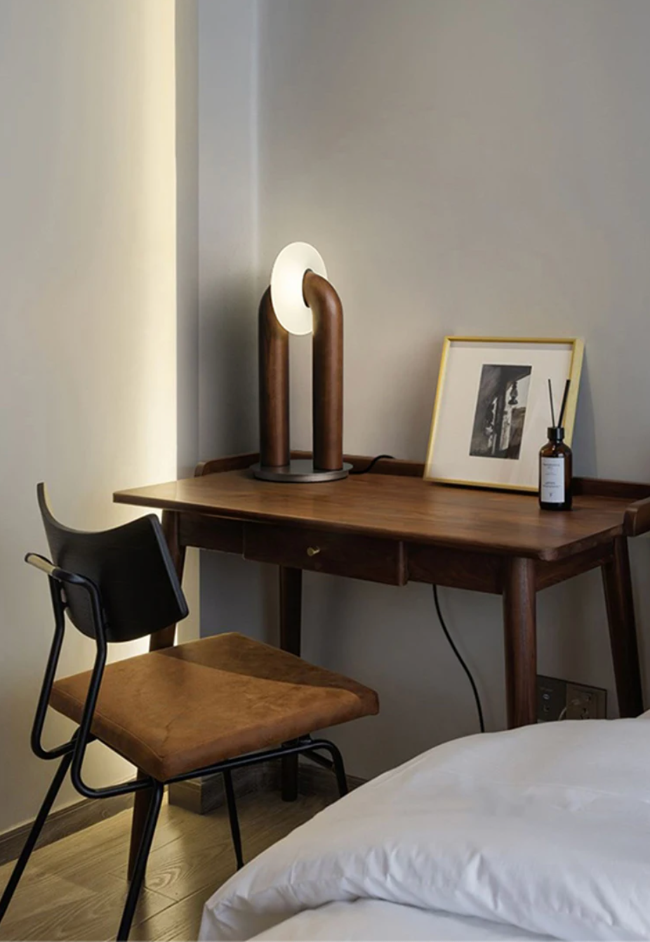 Vintage Solid Wood LED Table Lamp Dimmable Touch Control
