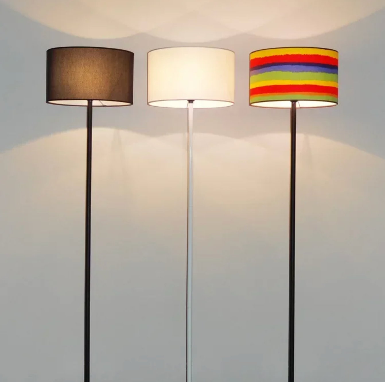 Modern Floor Lamp Nordic Metal Standing Lamp with Fabric Shade