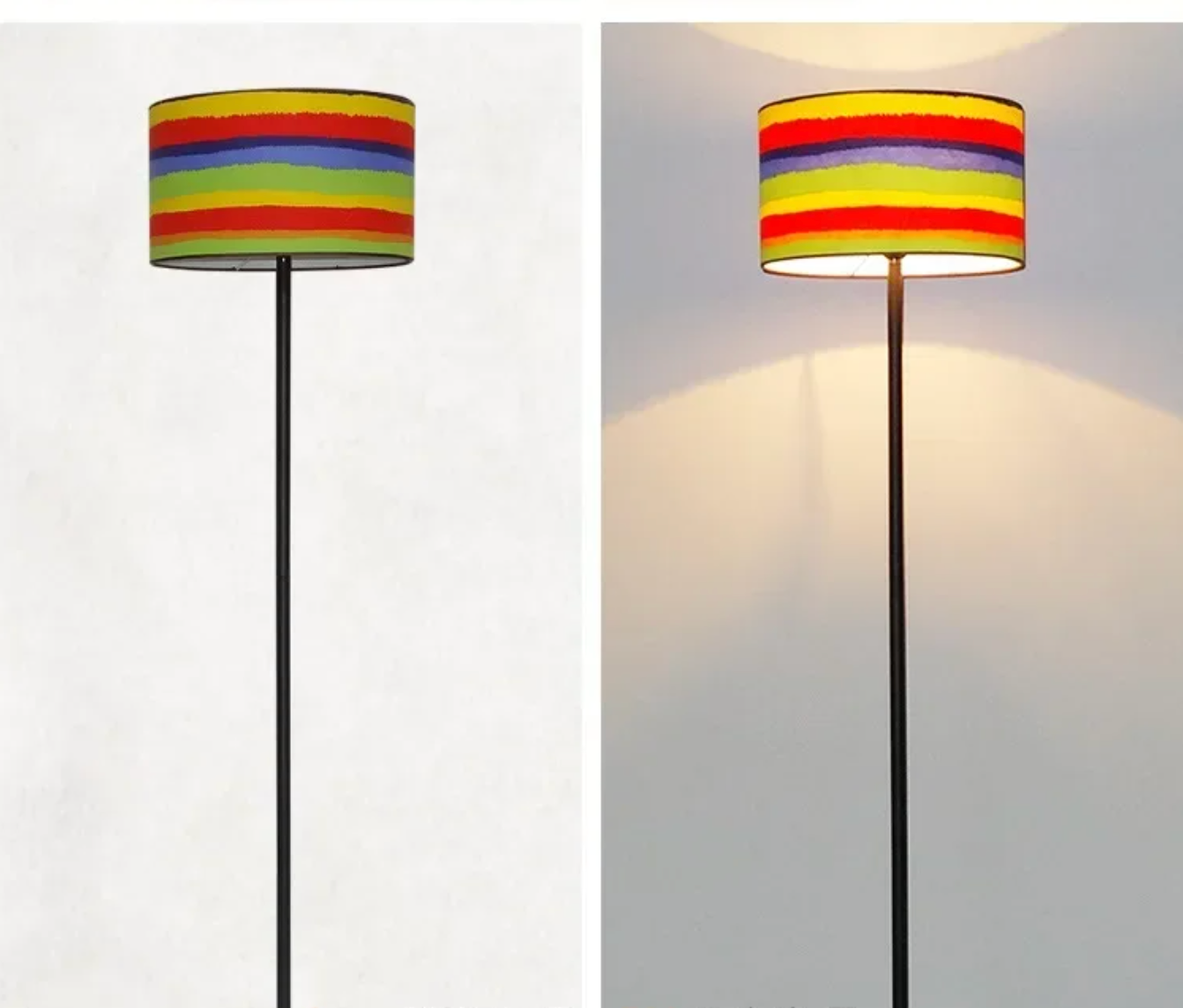 Modern Floor Lamp Nordic Metal Standing Lamp with Fabric Shade