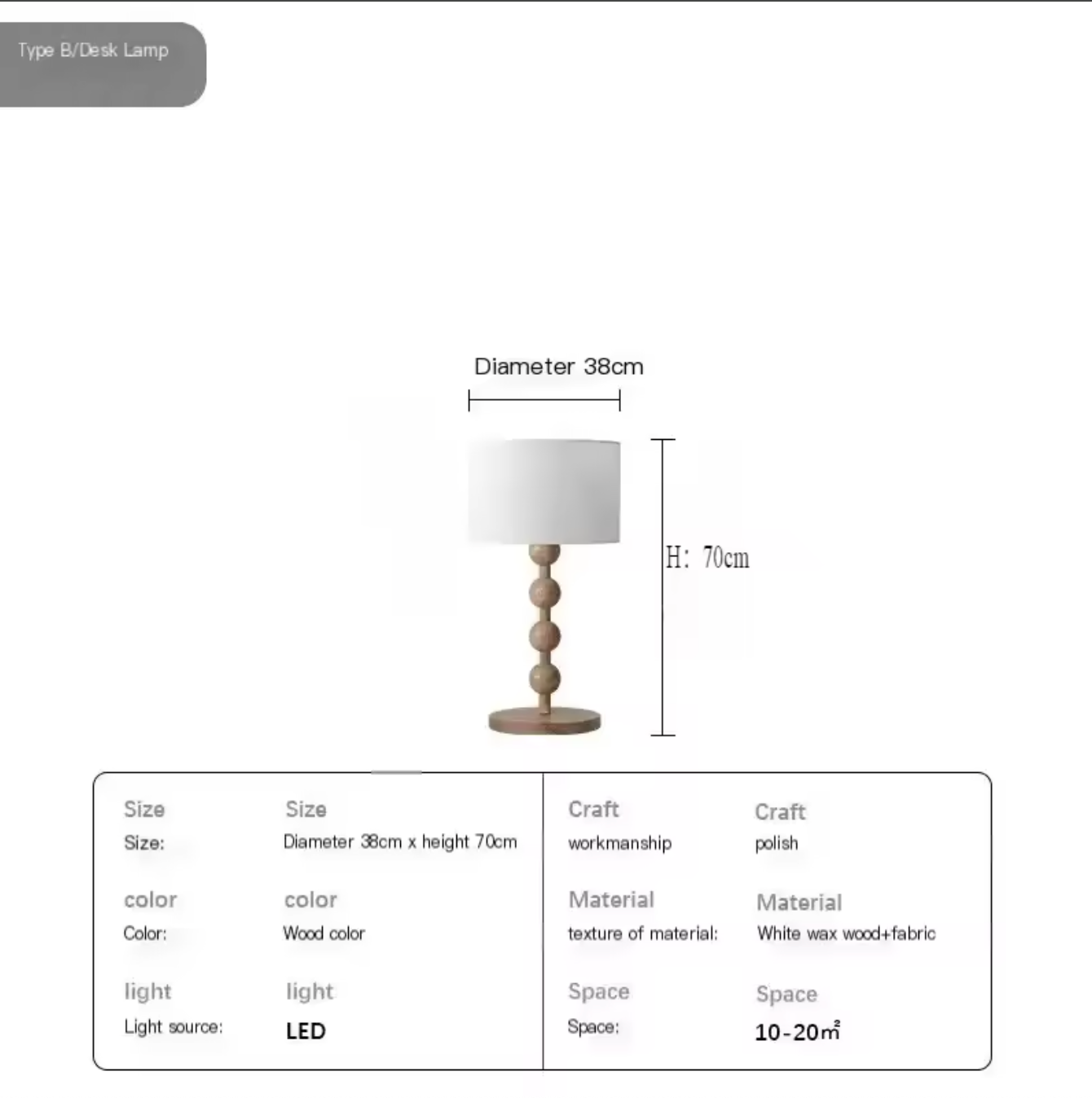 French Medieval Wabi-sabi Wooden Floor Lamp with Cloth Shade