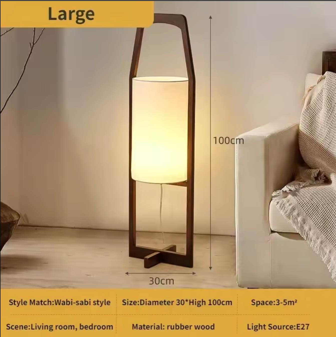 Japanese Wabi-sabi Solid Wood Table Lamp and Floor Lamp