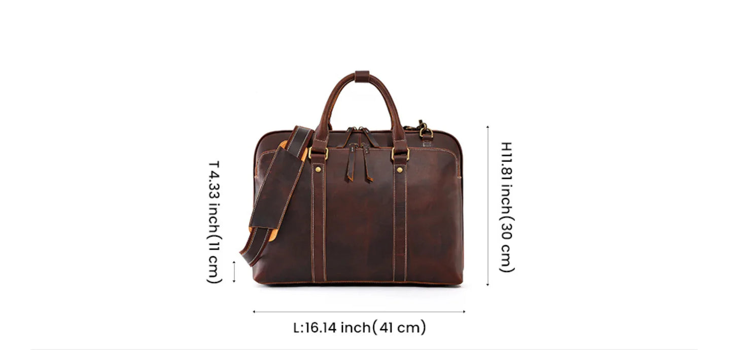 Men’s Leather Shoulder Bag Messenger Briefcase Laptop Bag