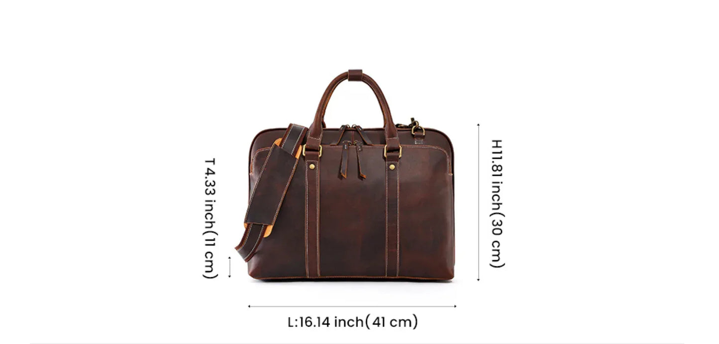 Men’s Leather Shoulder Bag Messenger Briefcase Laptop Bag