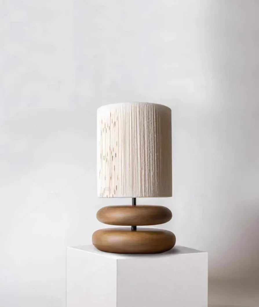 Wabi-sabi Solid Wood Table Lamp with Fabric Lampshade