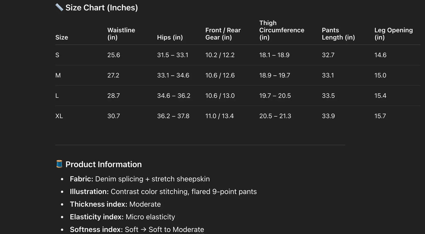 Women’s High Waist Sheepskin Flare Leather Pants Slim Fit Ankle Length