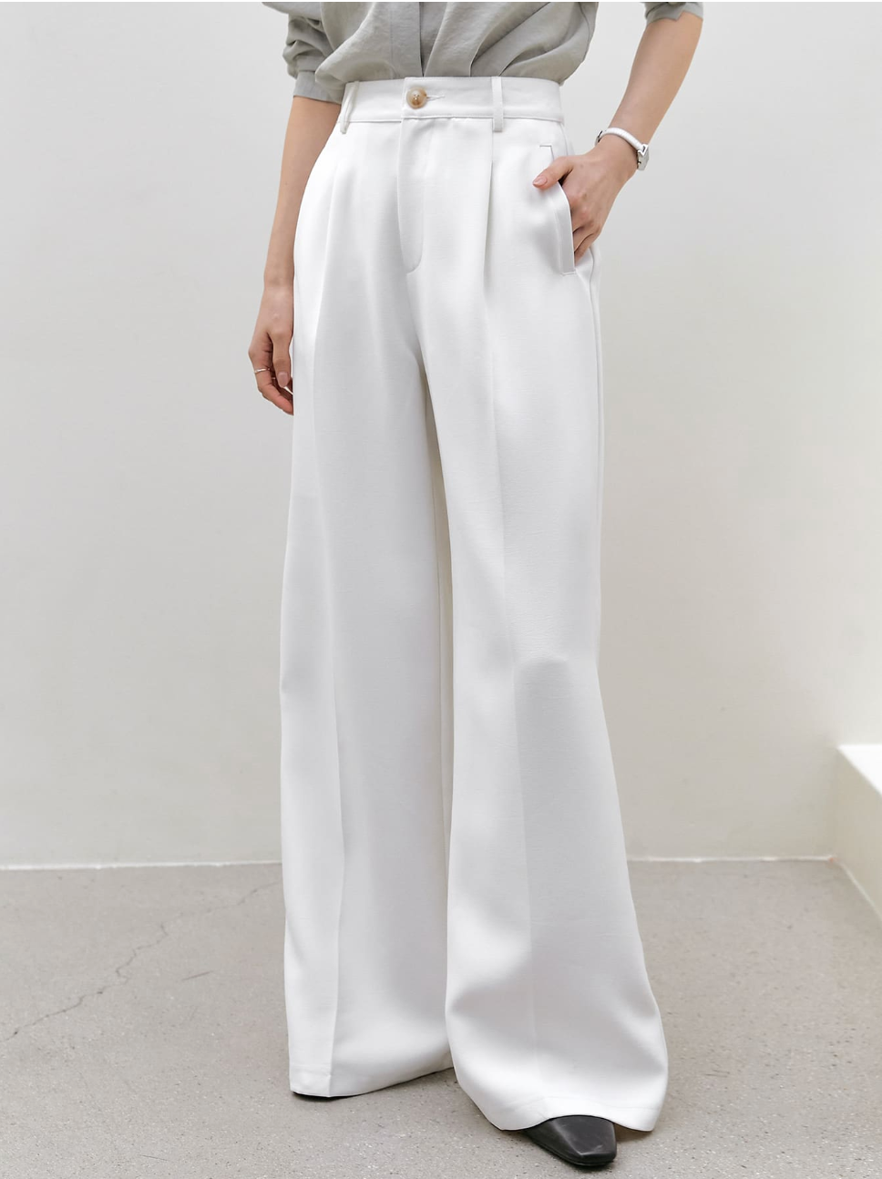 Women's White Wide-Leg Trousers