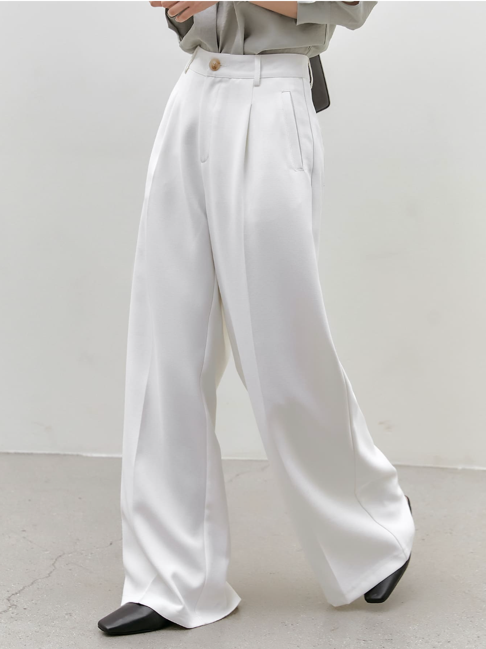 Women's White Wide-Leg Trousers