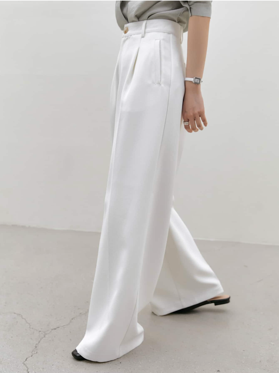 Women's White Wide-Leg Trousers