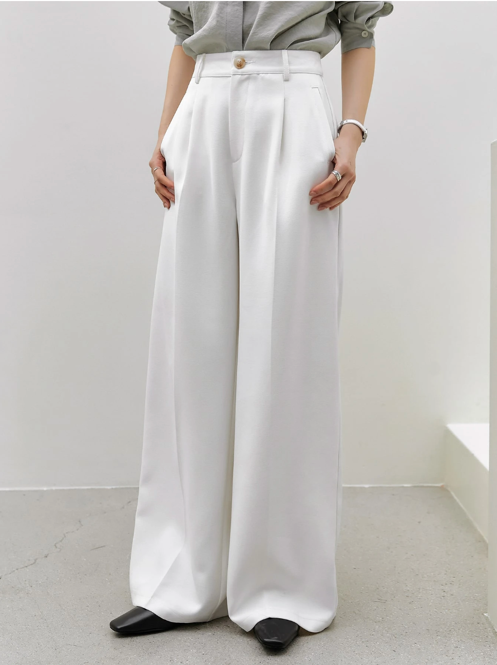 Women's White Wide-Leg Trousers