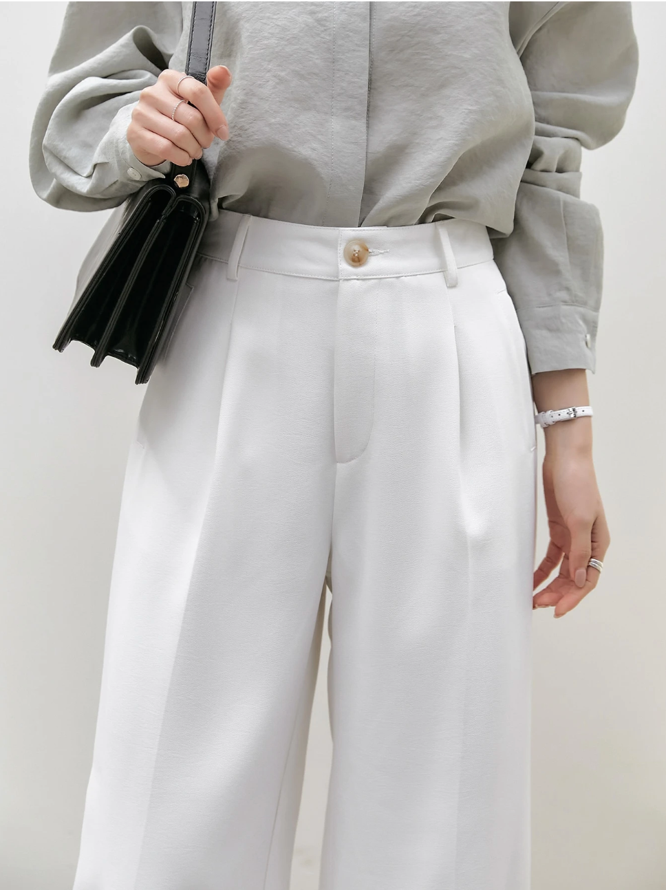 Women's White Wide-Leg Trousers
