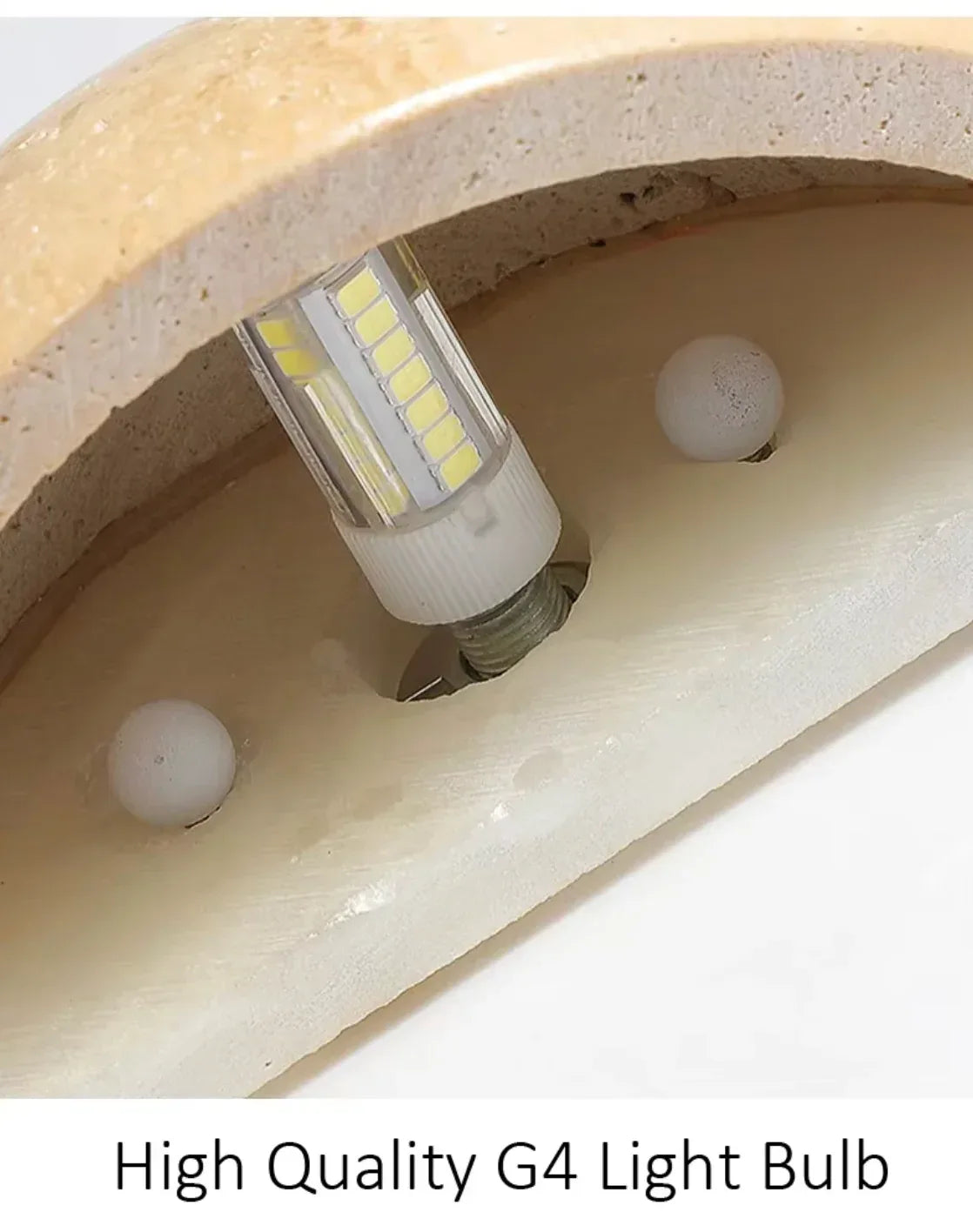 Yellow Travertine Semi Circular Wall Lamp Natural Stone - Boho Living Room