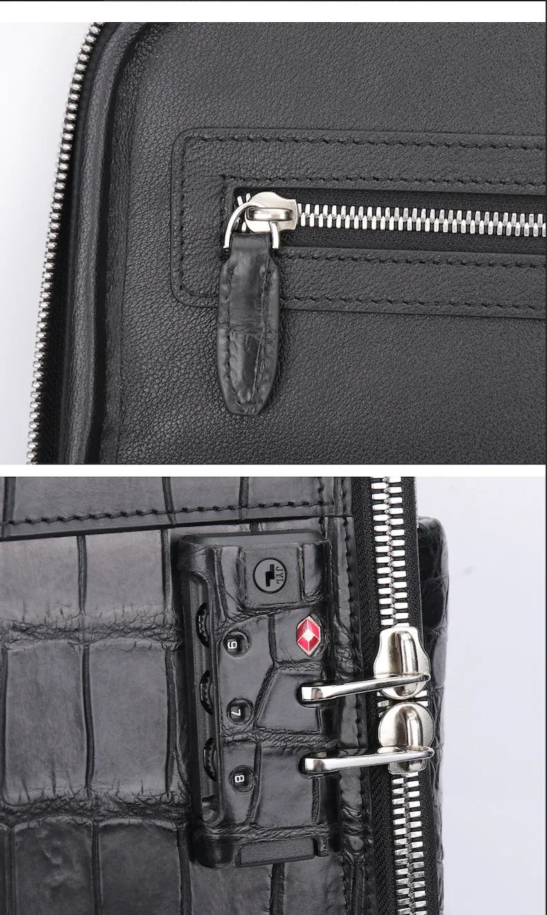 Premium Real Crocodile Leather Trolley Suitcase for Men