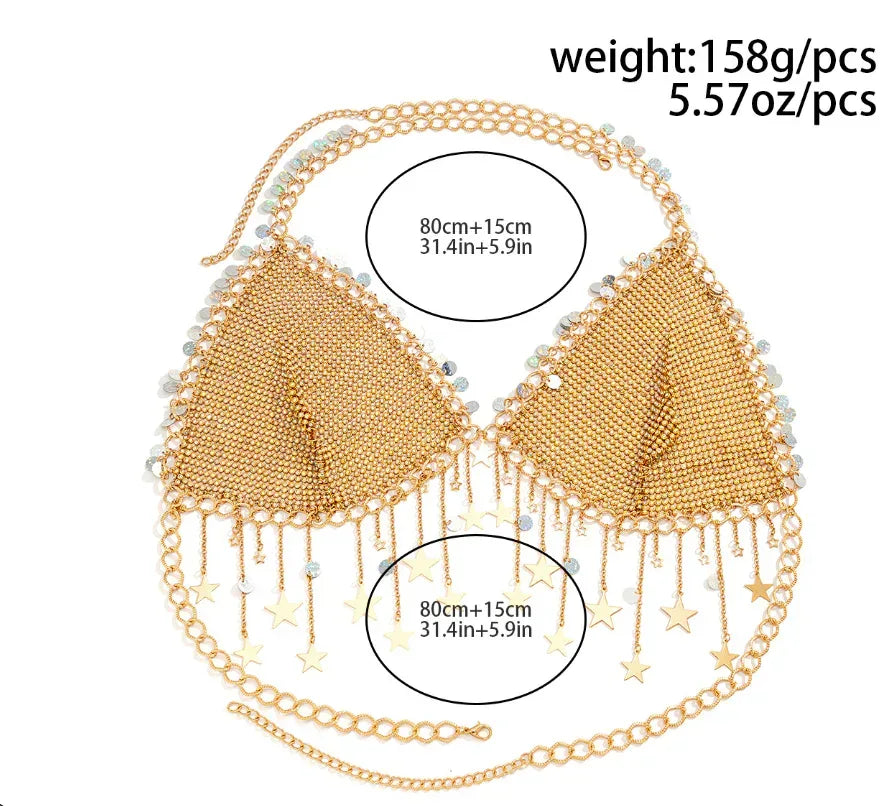 Gold Chainmail Festival Bra & Skirt Set - Boho Living Room