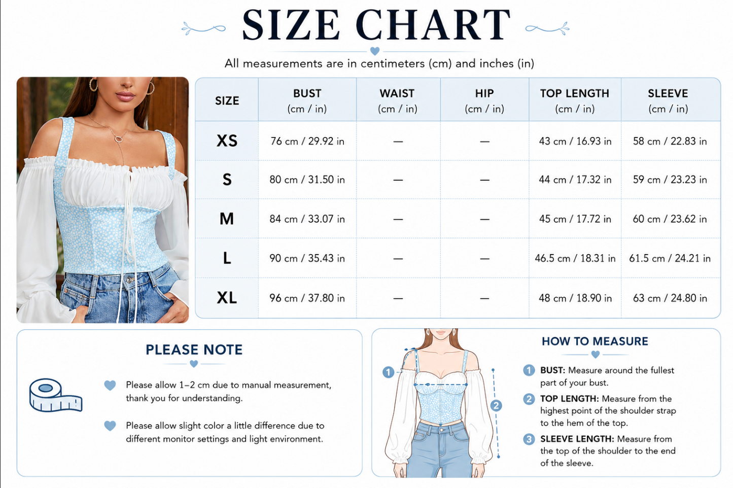 Blue floral camisole top with sheer bell sleeves