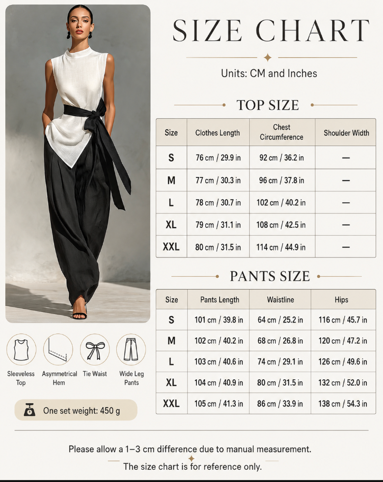 Women’s Two Piece Sleeveless Tie Waist Wide Leg Pant Set
