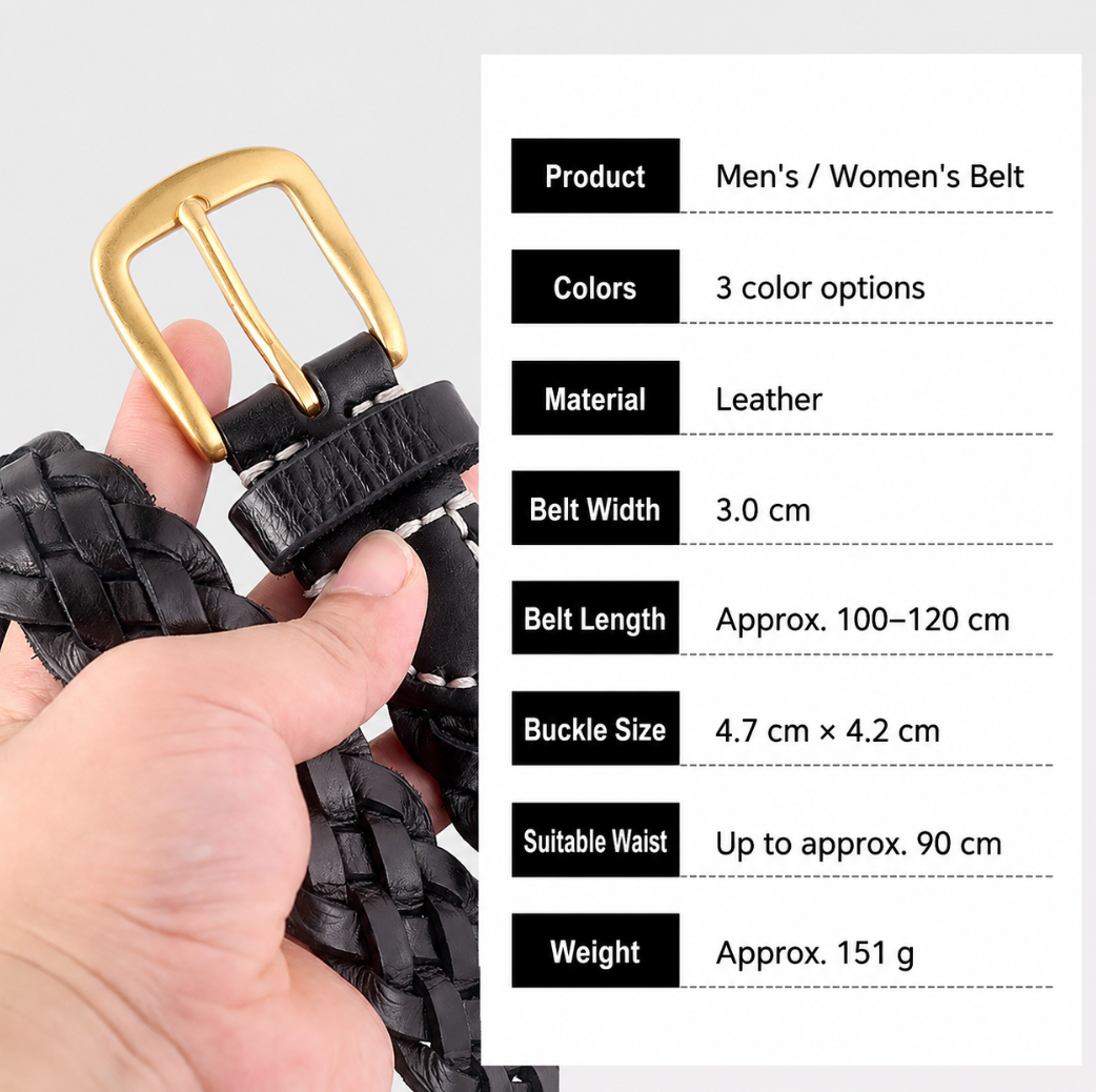 Braided Real Leather Belt For Women