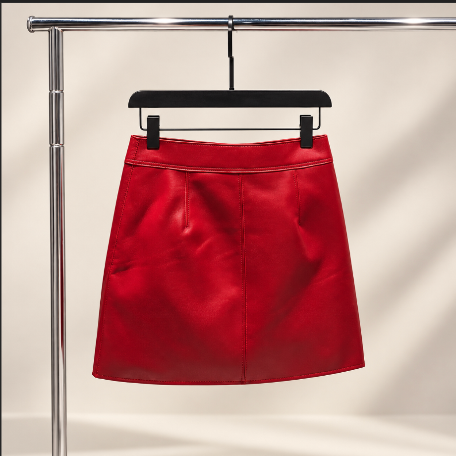 Women’s Leather Mini Skirt with High Waist Wrap