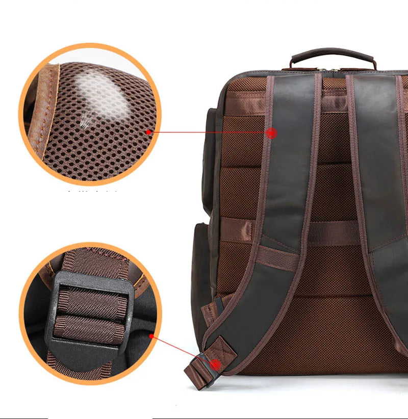 Extra Large Men’s Leather Backpack with Laptop Compartment