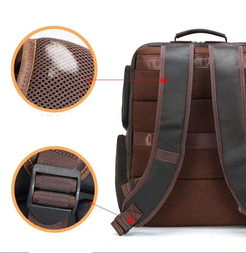 Extra Large Men’s Leather Backpack with Laptop Compartment
