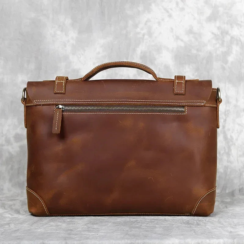 Brown Leather Messenger Bag Courier Briefcase