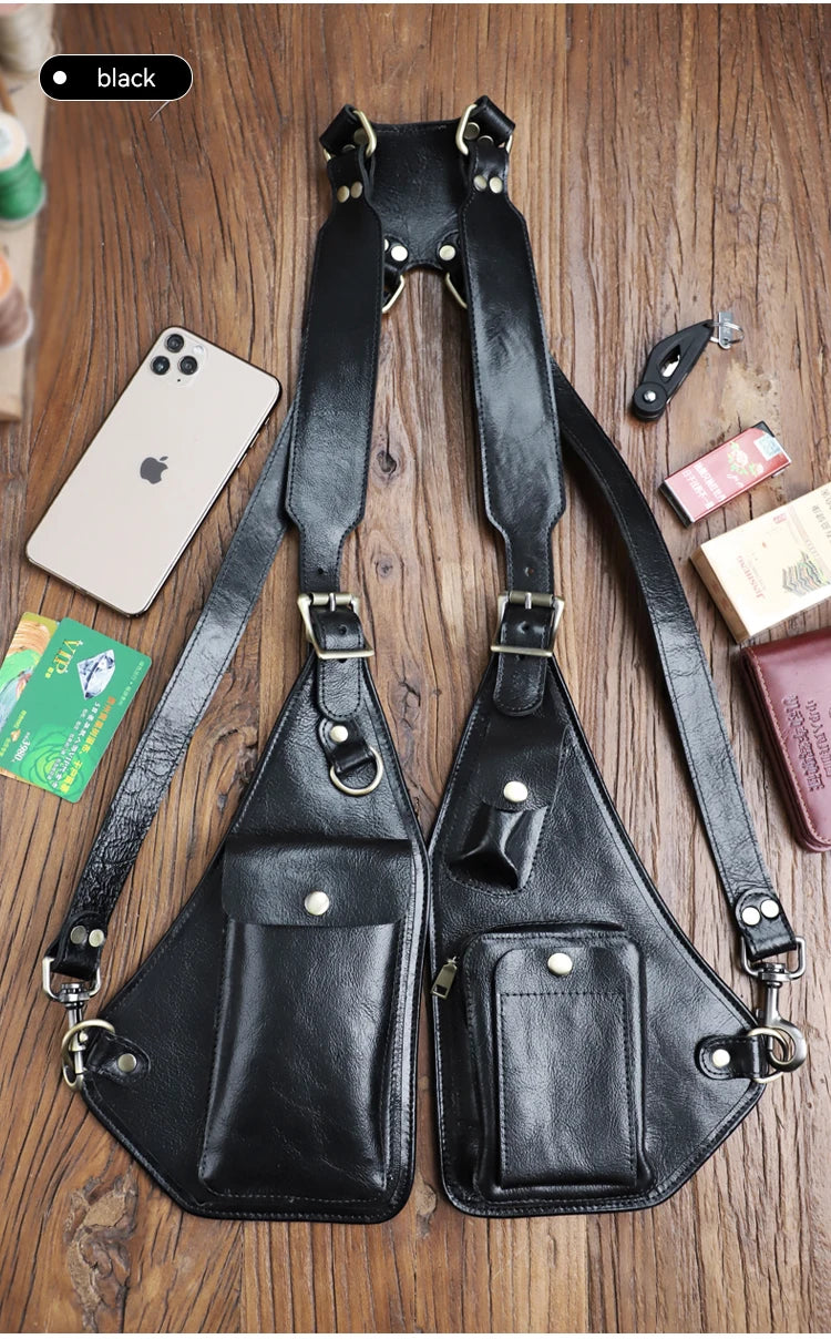 Medieval Leather Harness Holster Bag Chest Rig