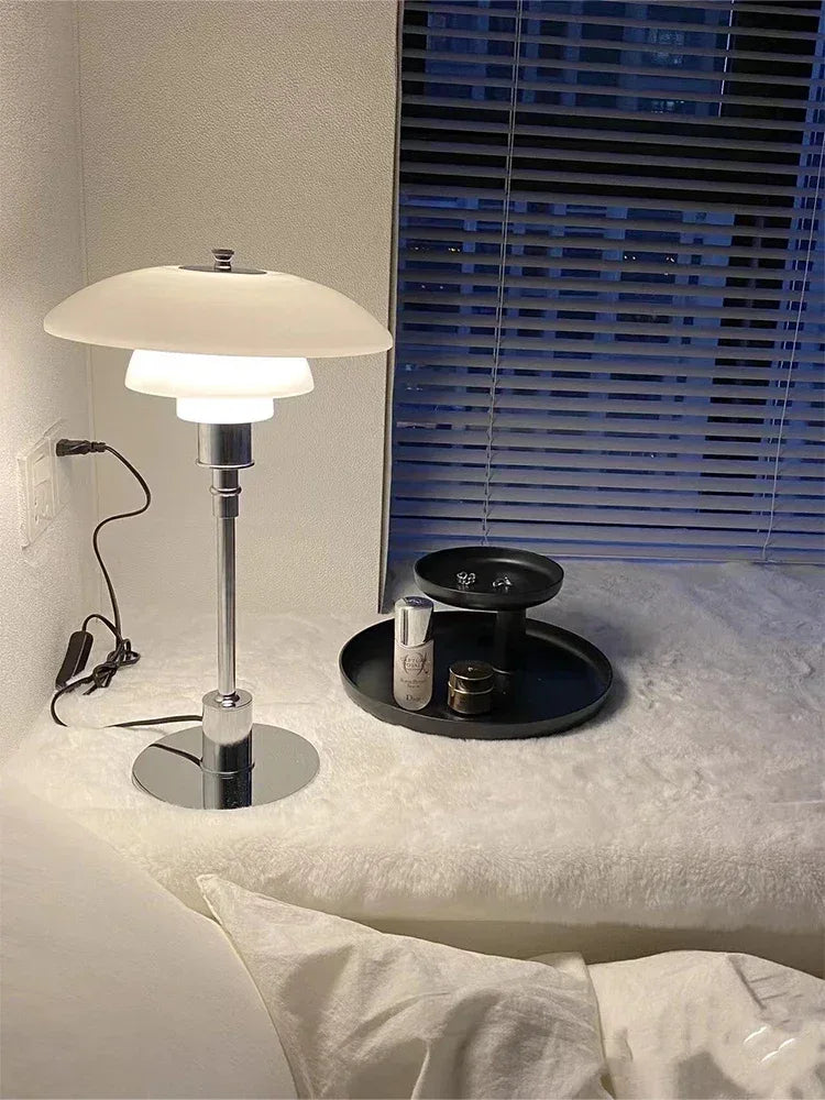 Mushroom Glass Bedside Light with Button Switch