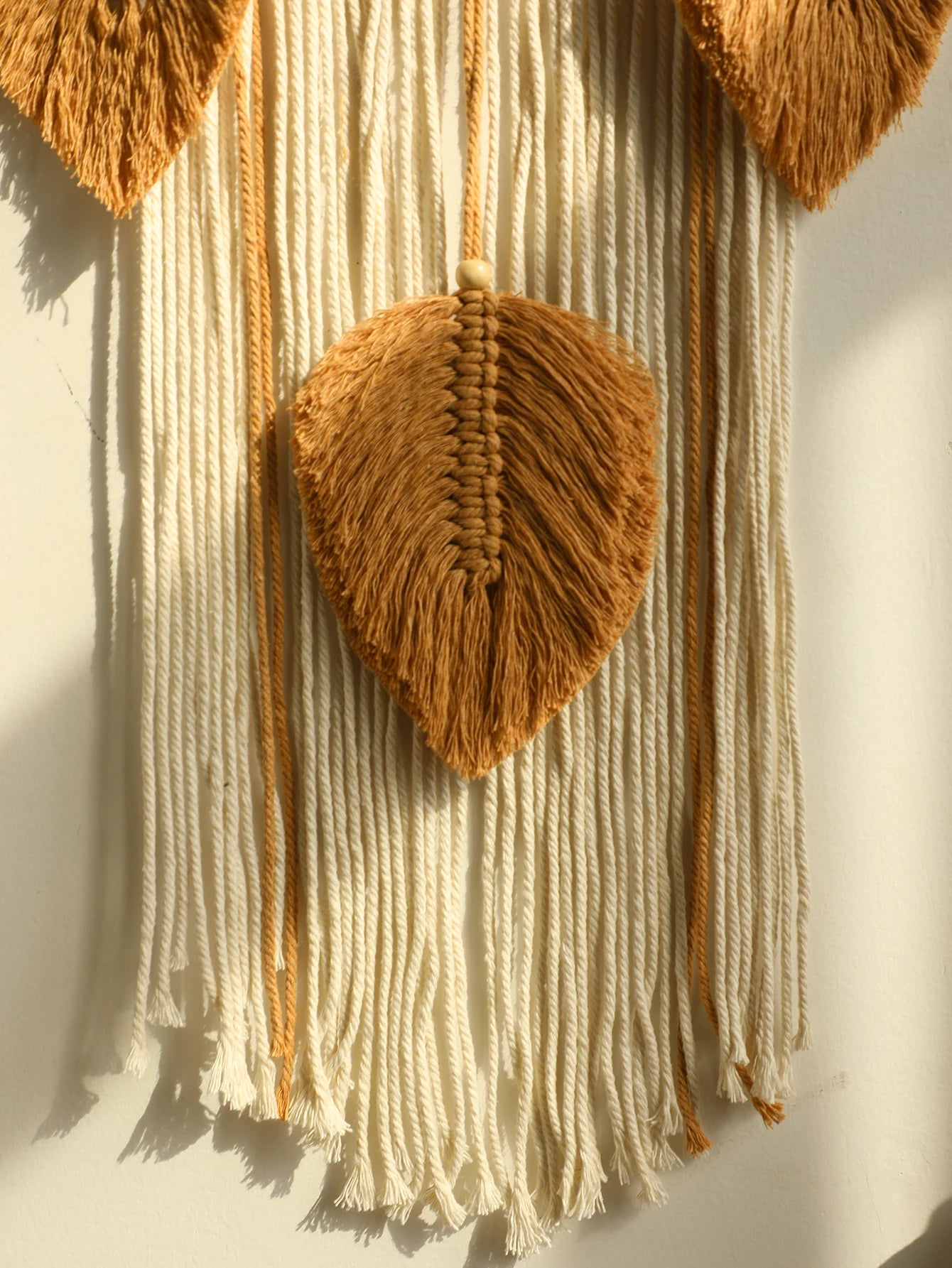 Large Macrame Dream Catcher Wall Hanging with Leaf Tassels