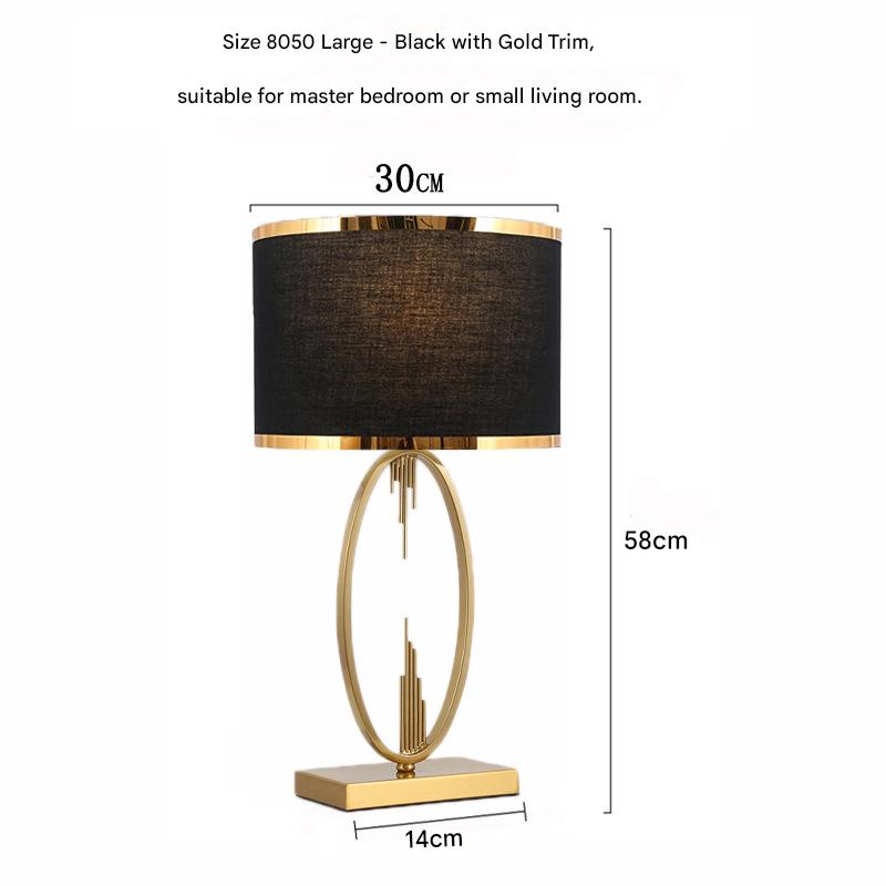 Modern scandinavian oval metal table lamp Square-legged Large (Black with double gold trim) Height 58cm 110V-120V For US CA