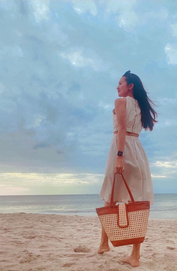 Leather Rattan Beach Tote Handbag
