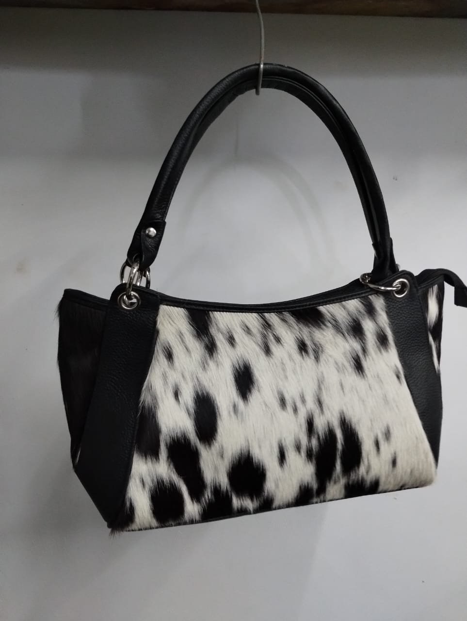 Spotted Black White Natural Cowhide Bag