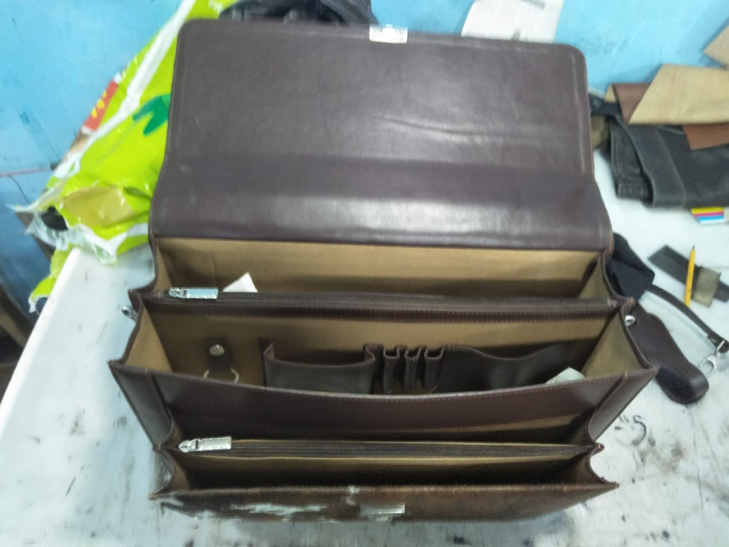 Dark Brown Black Cowhide Briefcase Bag