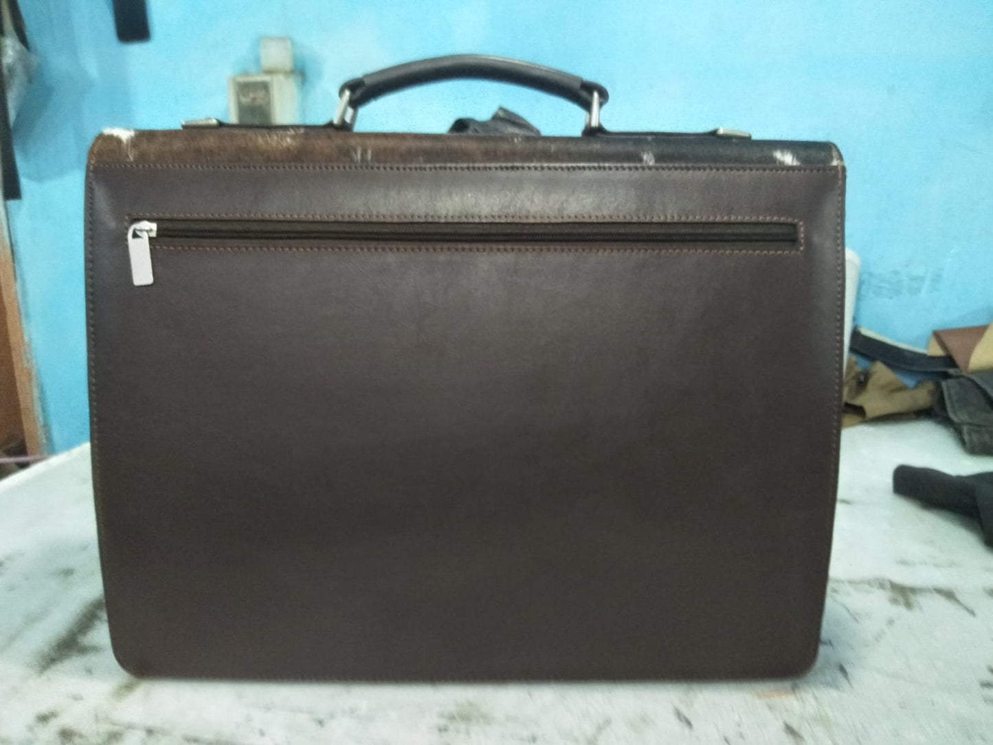 Dark Brown Black Cowhide Briefcase Bag