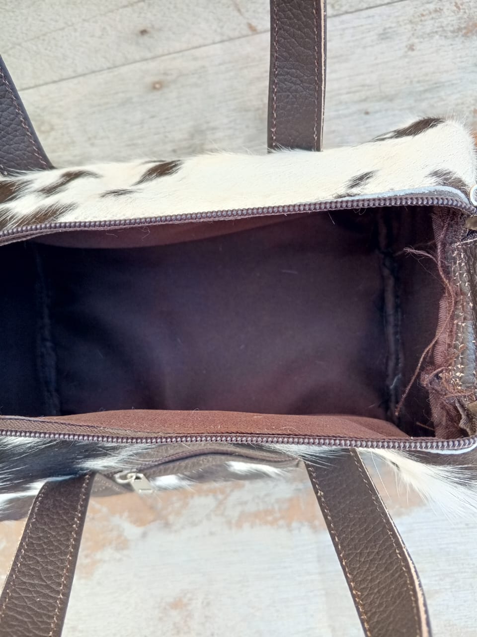 Tricolor Cow Skin Duffle Bag