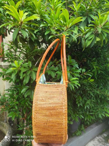 Round Rattan Bali Beach Bag