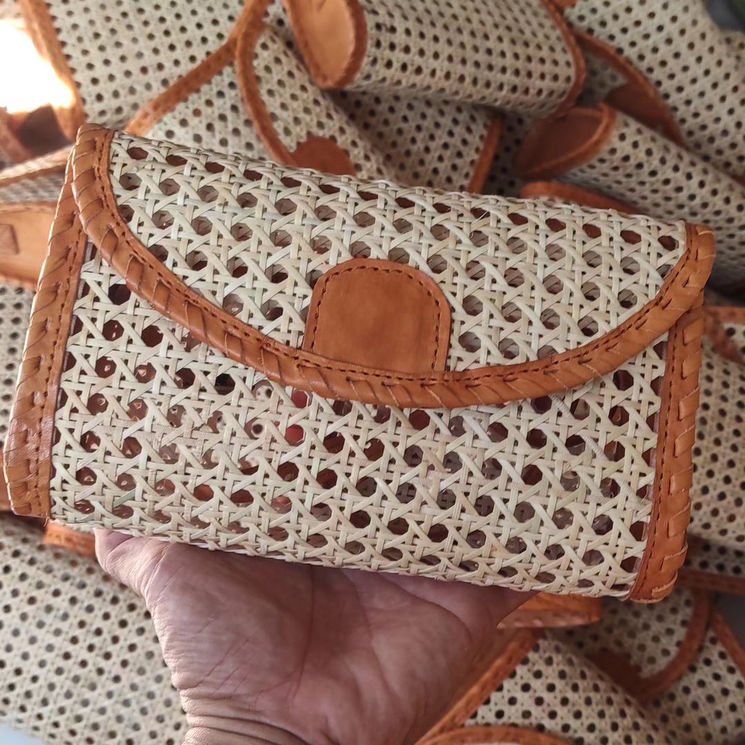 Leather Rattan Crossbody & Clutch