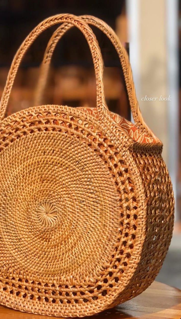 Large Rattan Tote Bag