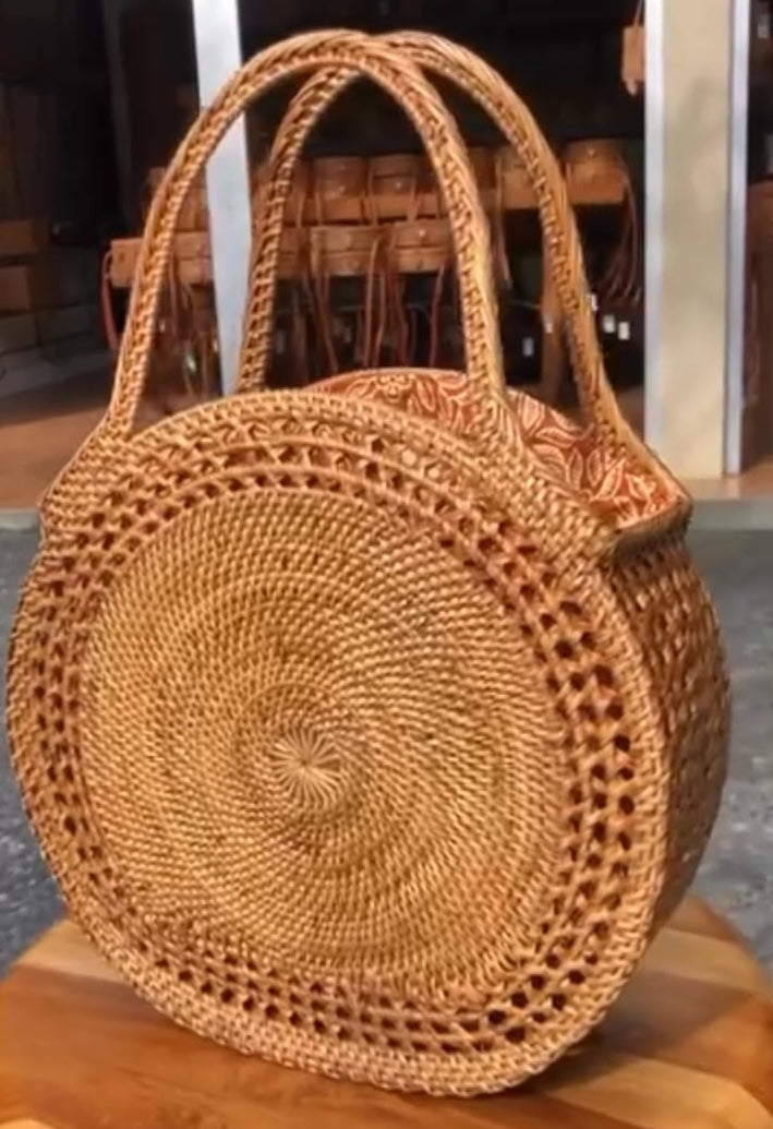 Large Rattan Tote Bag