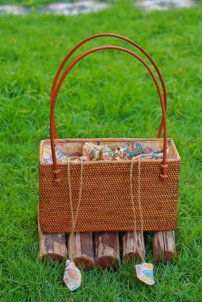 Rattan Woven Boho bag with handle Style 2