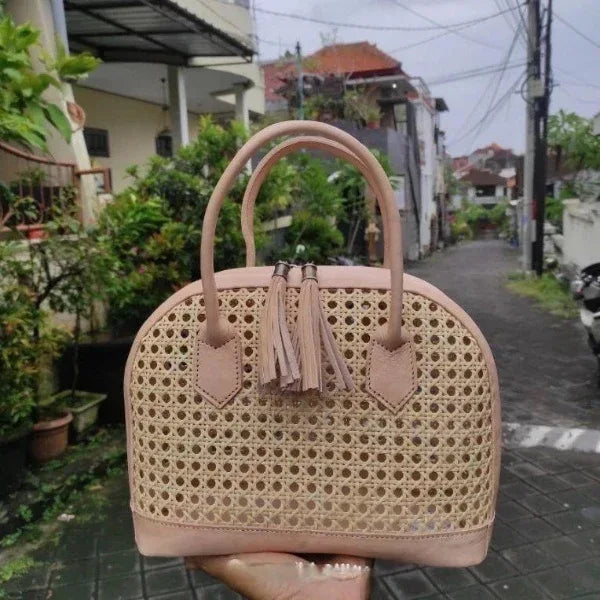 Webbing Rattan Leather Bag Style 2