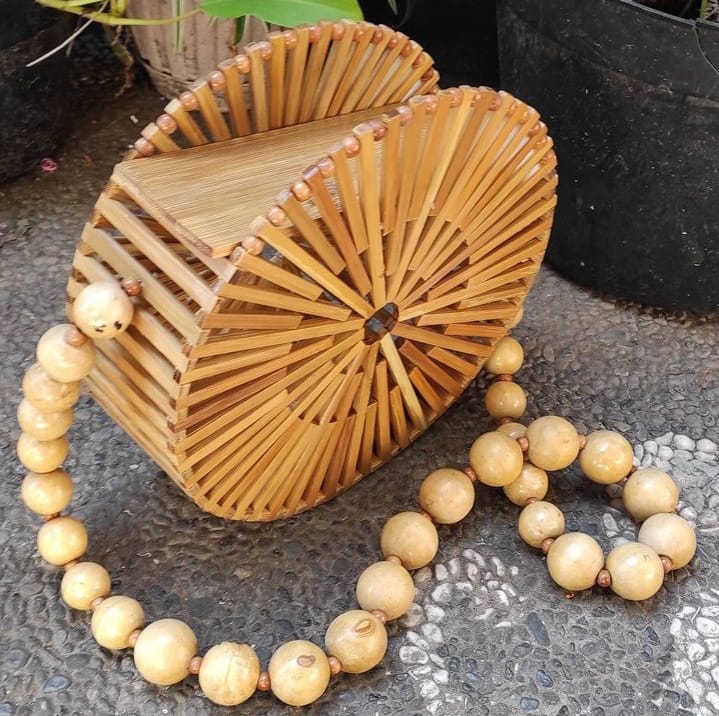 Natural Bamboo Clutch Handbag